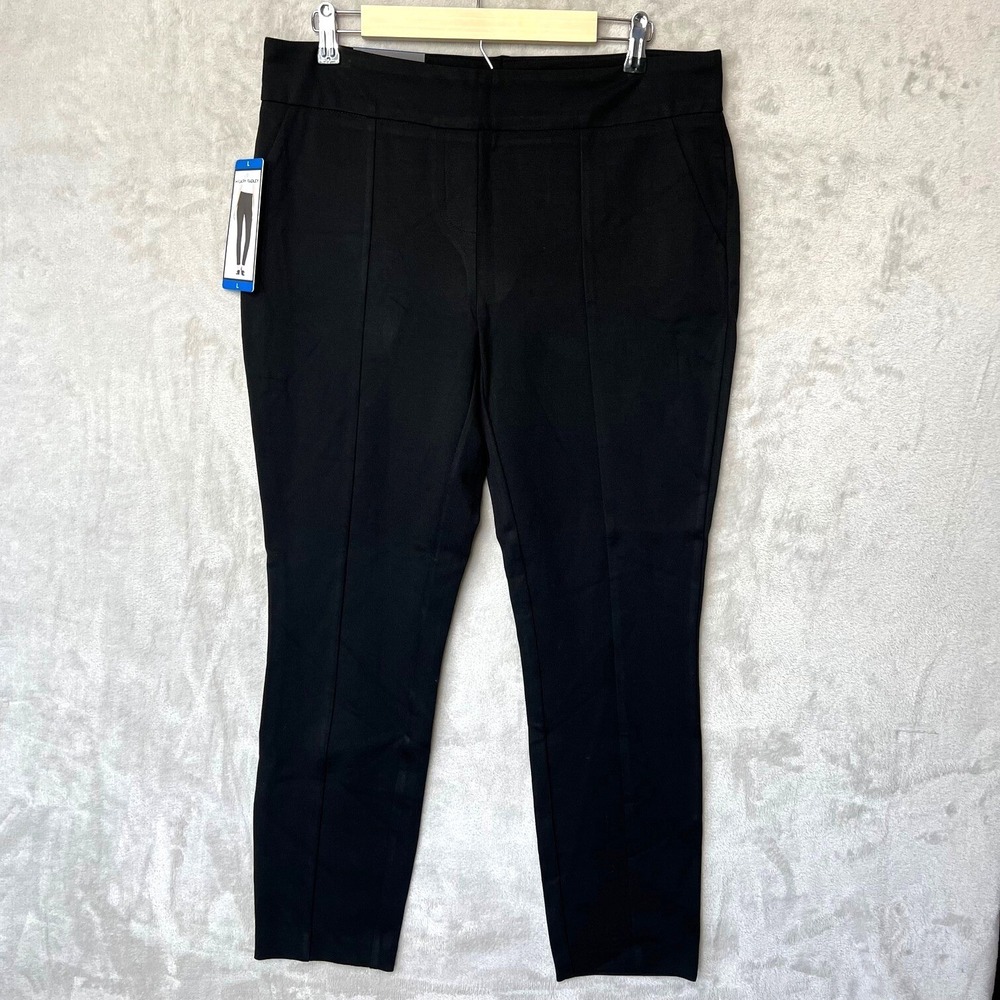 Hilary Radley Black Slim Leg Pants Size L NWT Stretch Pull-On Trousers Workwear
